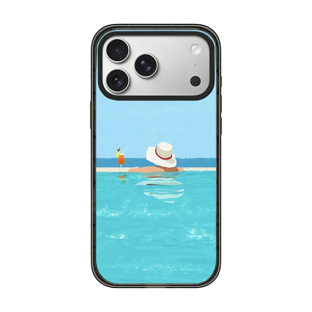Compatible with iPhone 18 Pro Max & 17 Pro Max Summer Beach Pattern Acrylic TPU Phone Case - Sea Salt Blue Swimming Pool