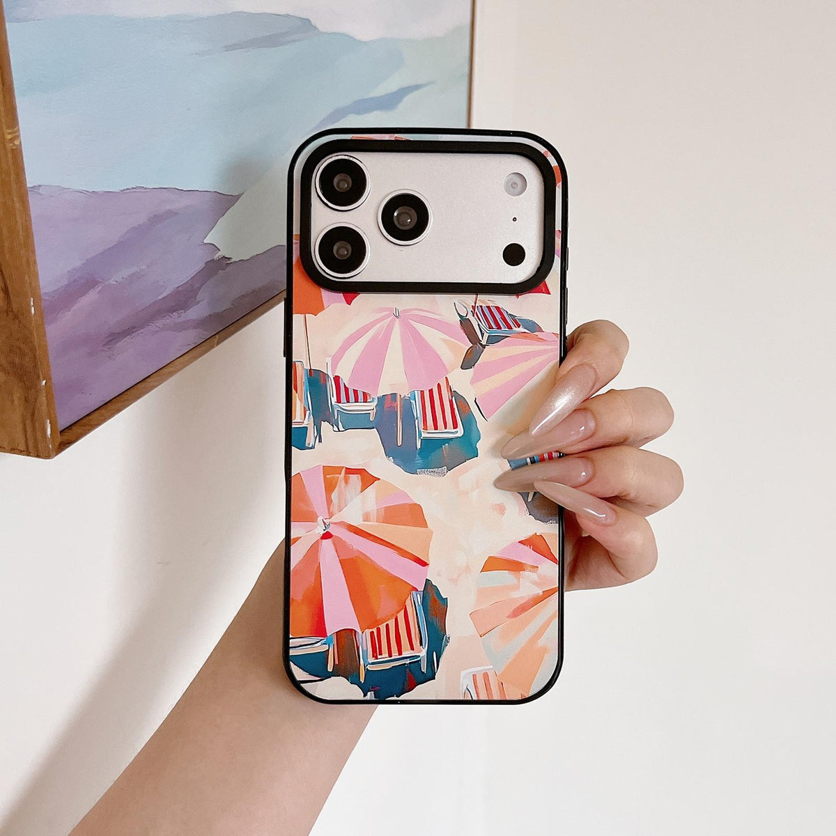 Compatible with iPhone 18 Pro Max & 17 Pro Max Summer Beach Pattern Acrylic TPU Phone Case - Sea Salt Blue Swimming Pool