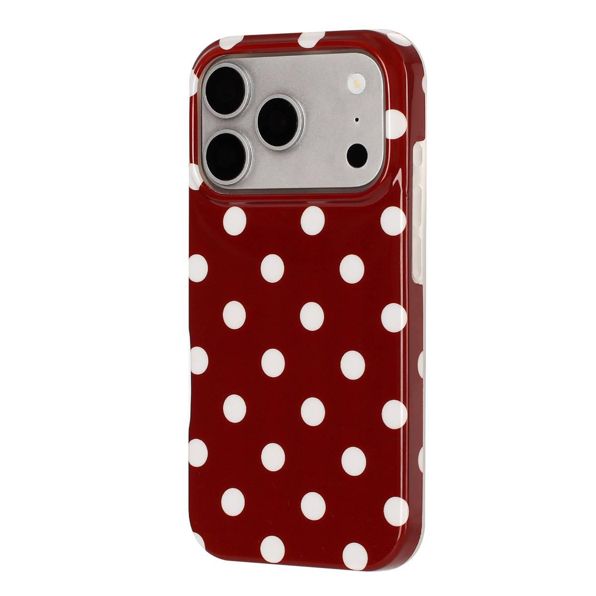 Compatible with iPhone 18 Pro Max Full Coverage IMD Printed Retro Large Dots Pattern TPU Phone Case - Red