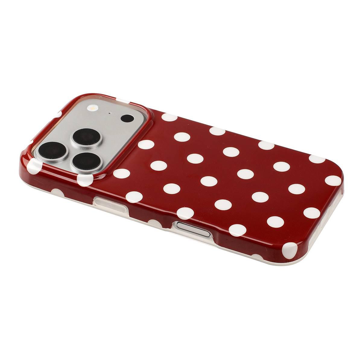 Compatible with iPhone 18 Pro Max Full Coverage IMD Printed Retro Large Dots Pattern TPU Phone Case - Red