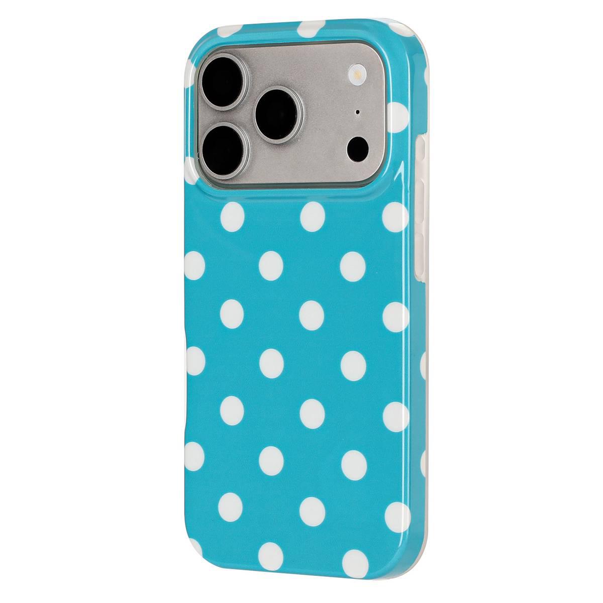 Compatible with iPhone 18 Pro Max Full Coverage IMD Printed Retro Large Dots Pattern TPU Phone Case - Blue