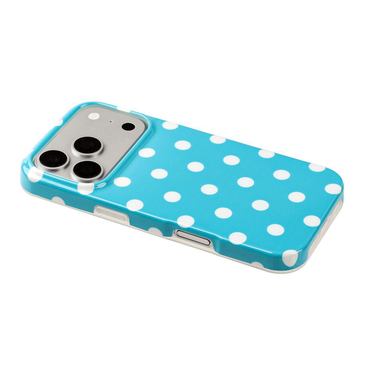 Compatible with iPhone 18 Pro Max Full Coverage IMD Printed Retro Large Dots Pattern TPU Phone Case - Blue