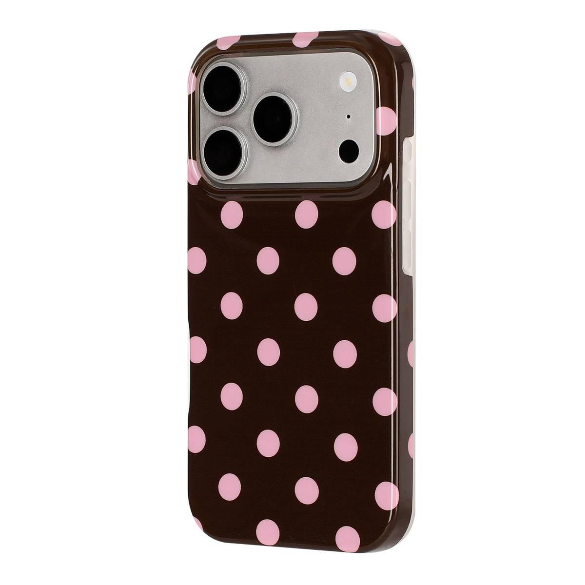 Compatible with iPhone 18 Pro Max Full Coverage IMD Printed Retro Large Dots Pattern TPU Phone Case - Coffee