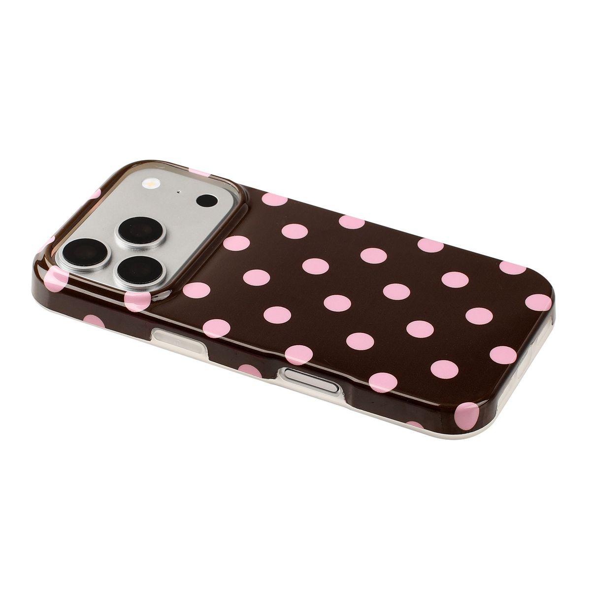 Compatible with iPhone 18 Pro Max Full Coverage IMD Printed Retro Large Dots Pattern TPU Phone Case - Coffee