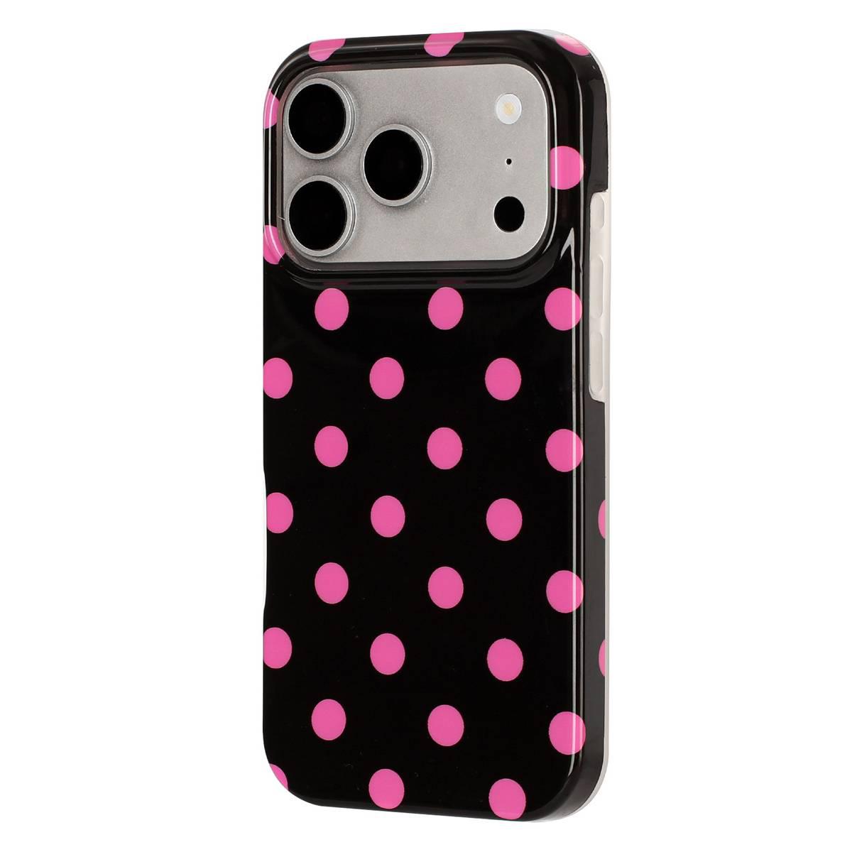 Compatible with iPhone 18 Pro Max Full Coverage IMD Printed Retro Large Dots Pattern TPU Phone Case - Black