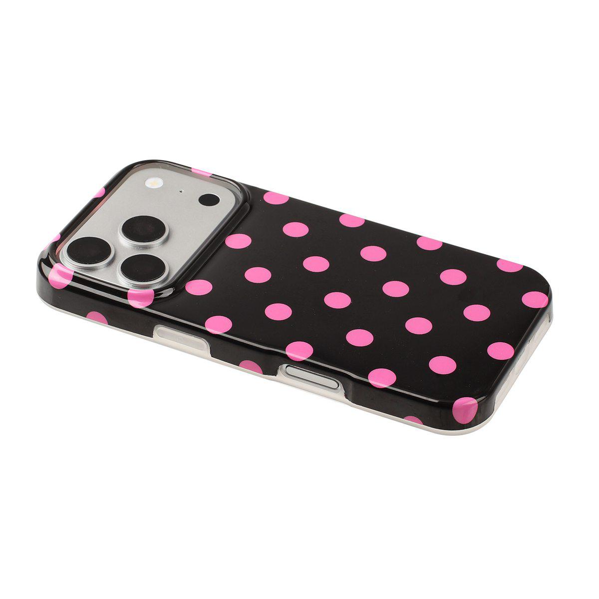 Compatible with iPhone 18 Pro Max Full Coverage IMD Printed Retro Large Dots Pattern TPU Phone Case - Black