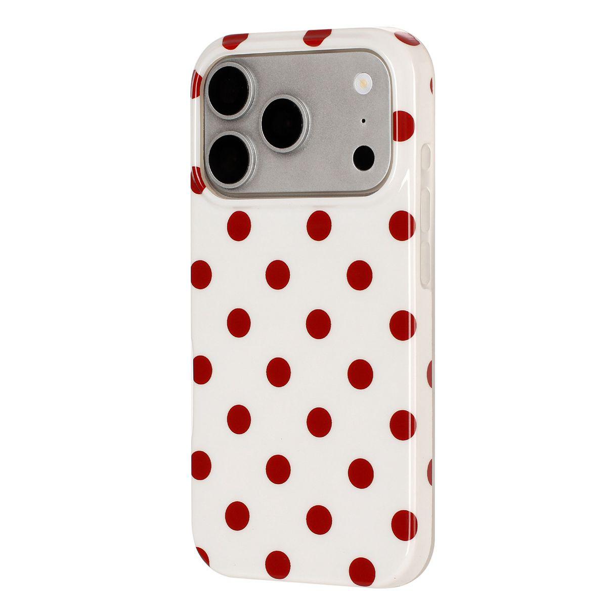 Compatible with iPhone 18 Pro Max Full Coverage IMD Printed Retro Large Dots Pattern TPU Phone Case - White