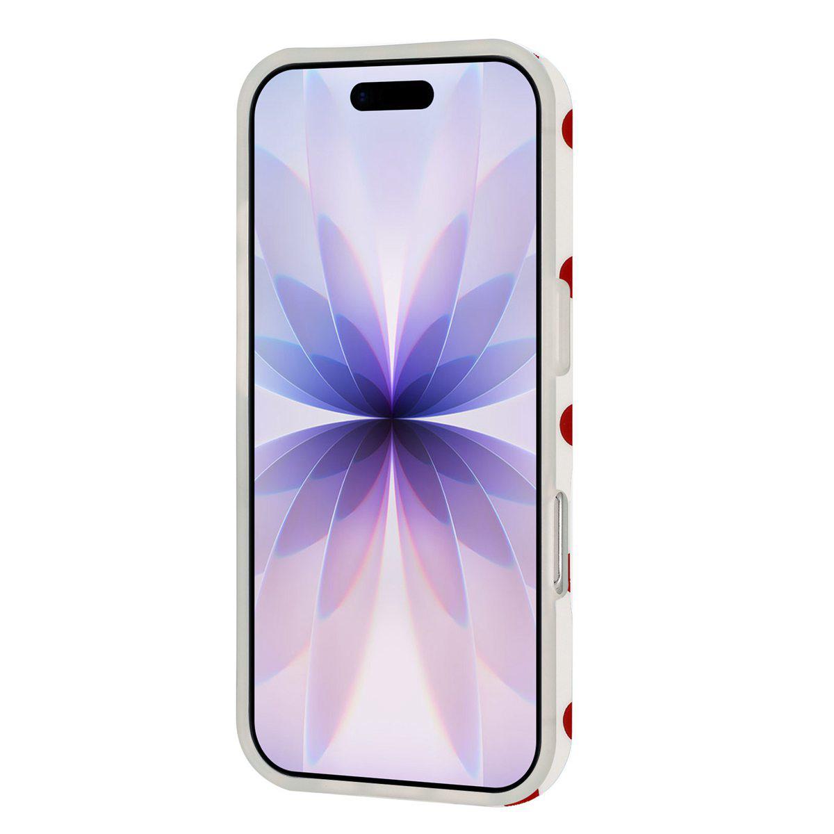 Compatible with iPhone 18 Pro Max Full Coverage IMD Printed Retro Large Dots Pattern TPU Phone Case - White