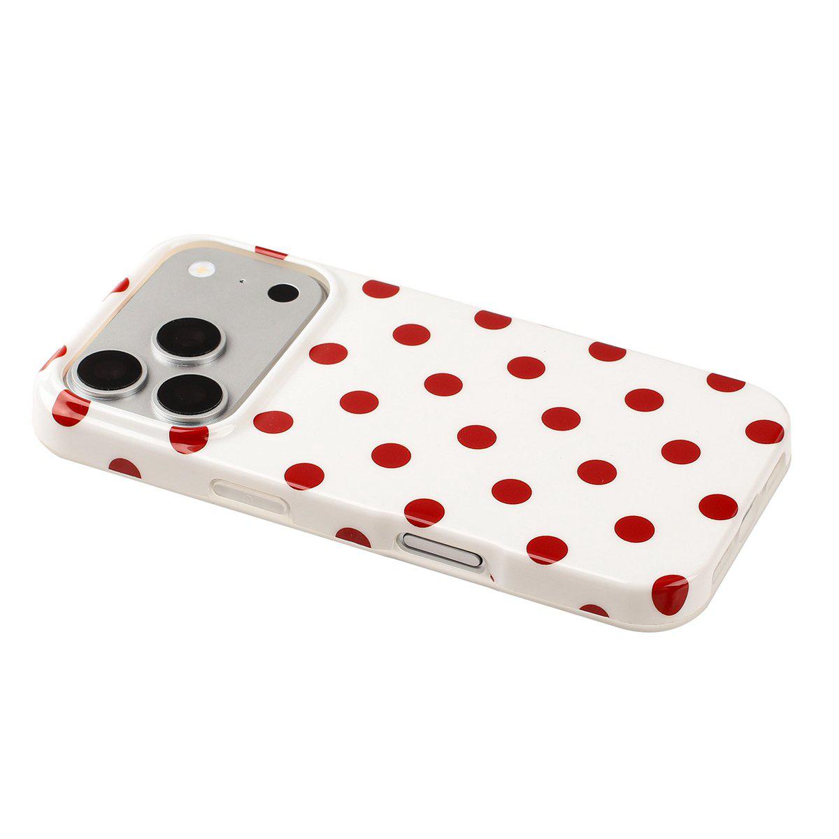 Compatible with iPhone 18 Pro Max Full Coverage IMD Printed Retro Large Dots Pattern TPU Phone Case - White