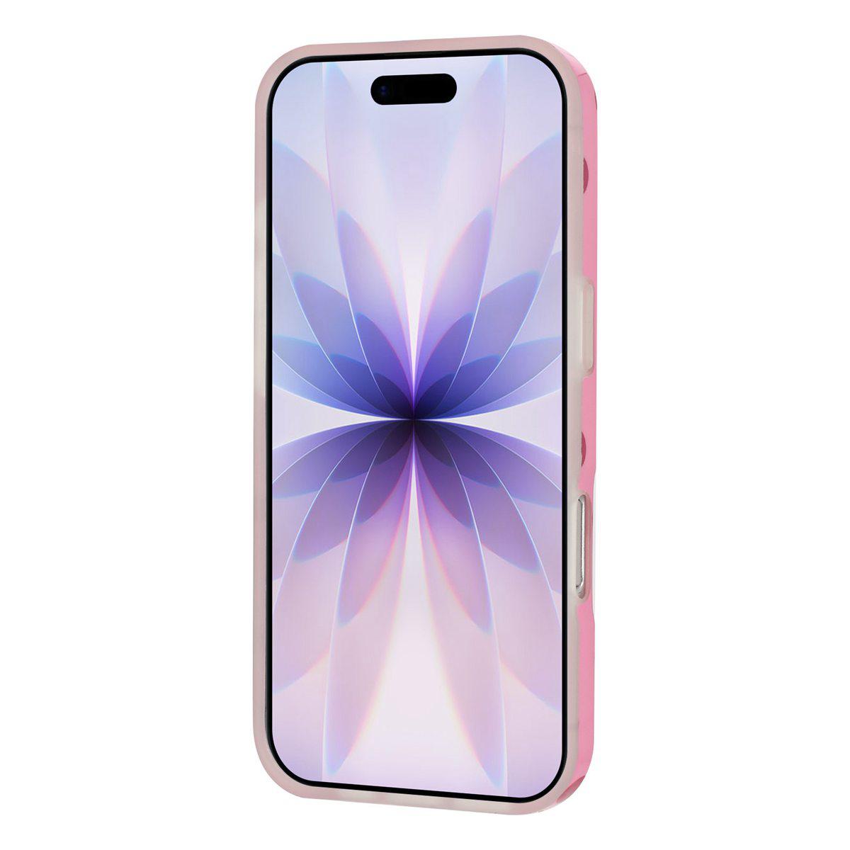 Compatible with iPhone 18 Pro Max Full Coverage IMD Printed Retro Large Dots Pattern TPU Phone Case - Pink
