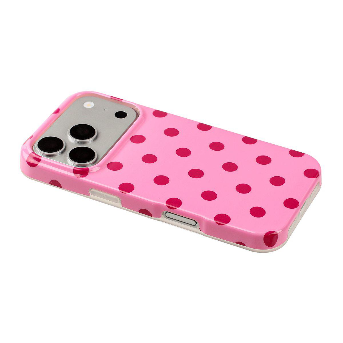 Compatible with iPhone 18 Pro Max Full Coverage IMD Printed Retro Large Dots Pattern TPU Phone Case - Pink