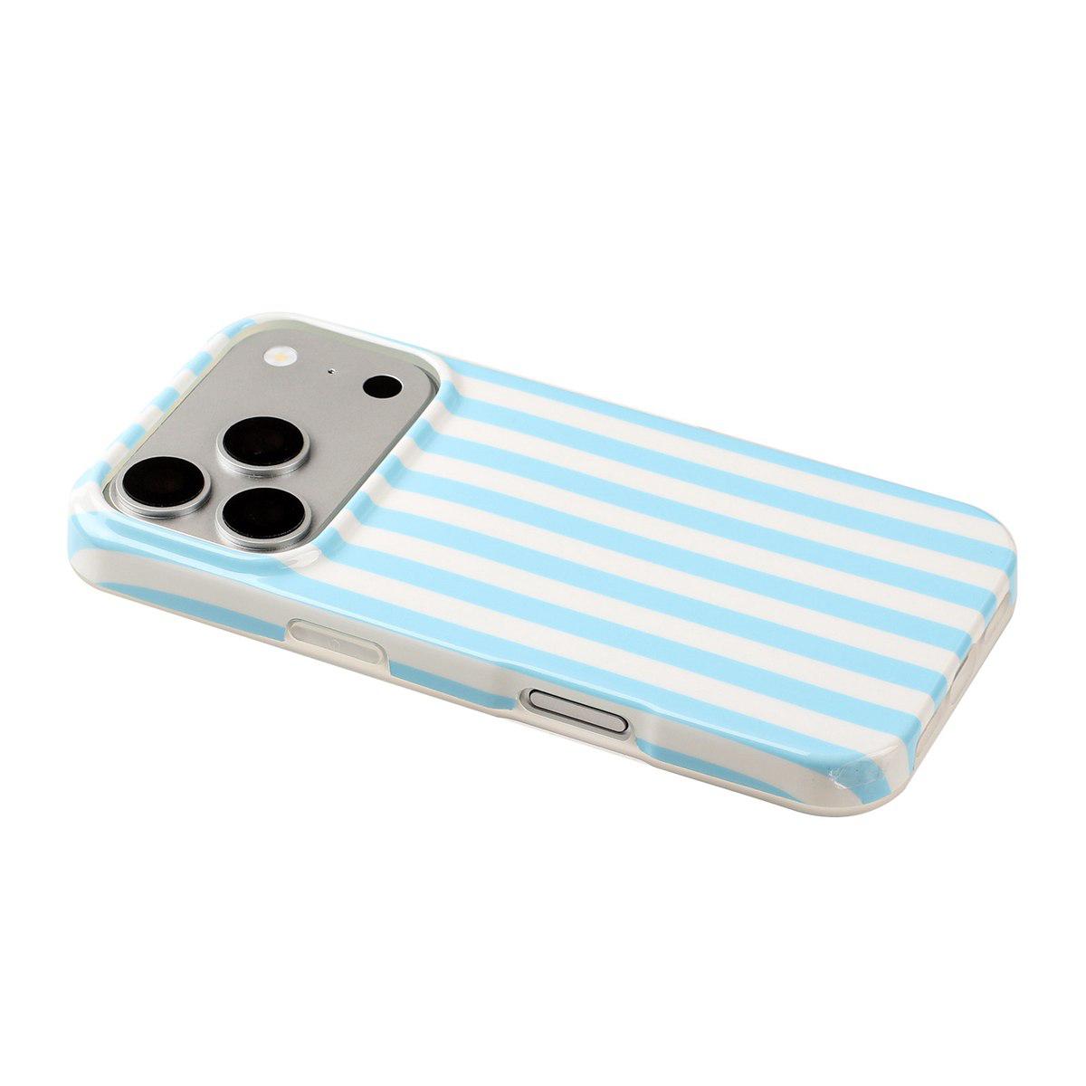 Compatible with iPhone 18 Pro Max Full Coverage IMD Printed Vertical Stripes TPU Phone Case - Blue