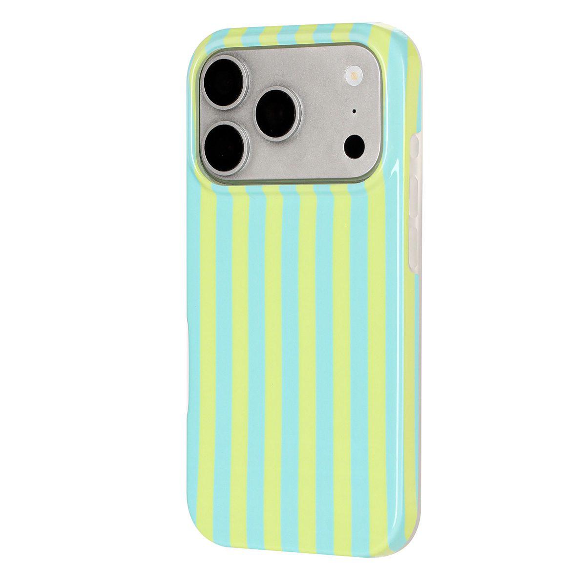Compatible with iPhone 18 Pro Max Full Coverage IMD Printed Vertical Stripes TPU Phone Case - Yellow Green