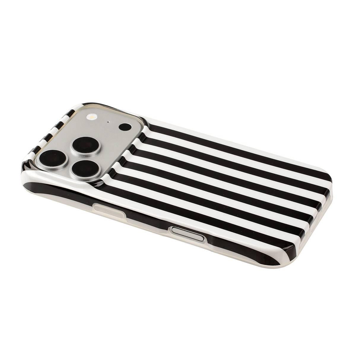 Compatible with iPhone 18 Pro Max Full Coverage IMD Printed Vertical Stripes TPU Phone Case - Black