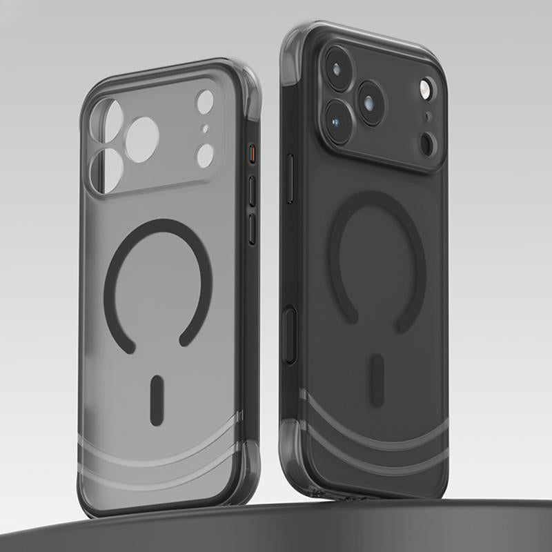 Compatible with iPhone 18 Pro QN2 Skin-Friendly AirBag Magnetic Shockproof Phone Case - Black