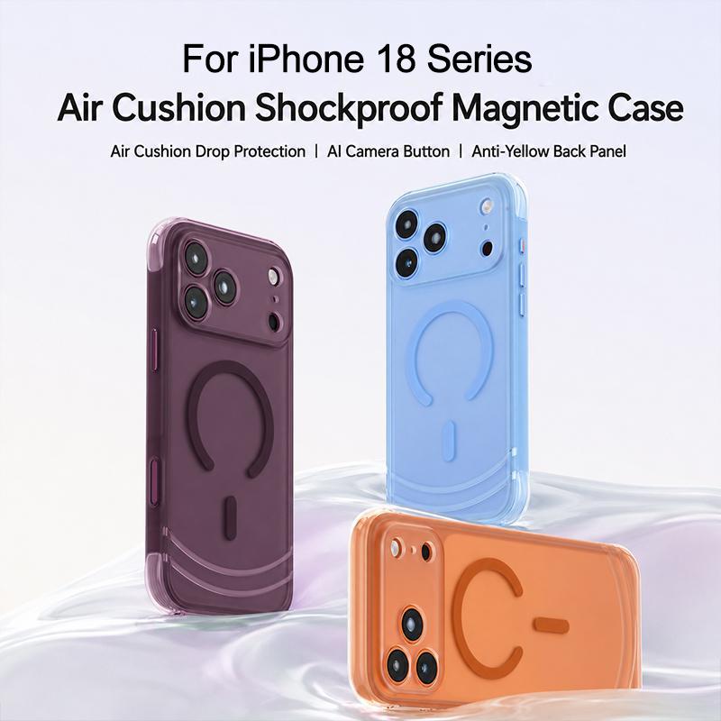 Compatible with iPhone 18 Pro Max QN2 Skin-Friendly AirBag Magnetic Shockproof Phone Case - Sky Blue