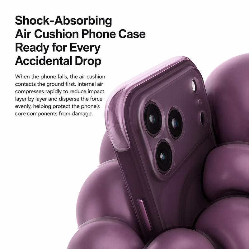 Compatible with iPhone 18 Pro Max QN2 Skin-Friendly AirBag Magnetic Shockproof Phone Case - Sky Blue