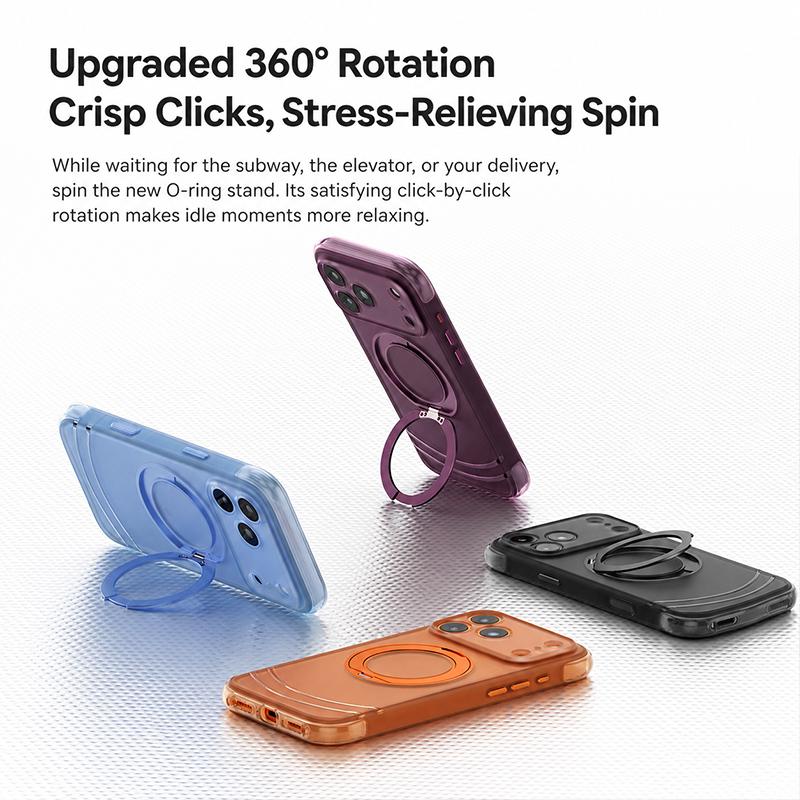 Compatible with iPhone 18 Pro Max QN2 Skin-Friendly AirBag Magnetic Shockproof Phone Case with 360 Rotation Holder - Sky Blue