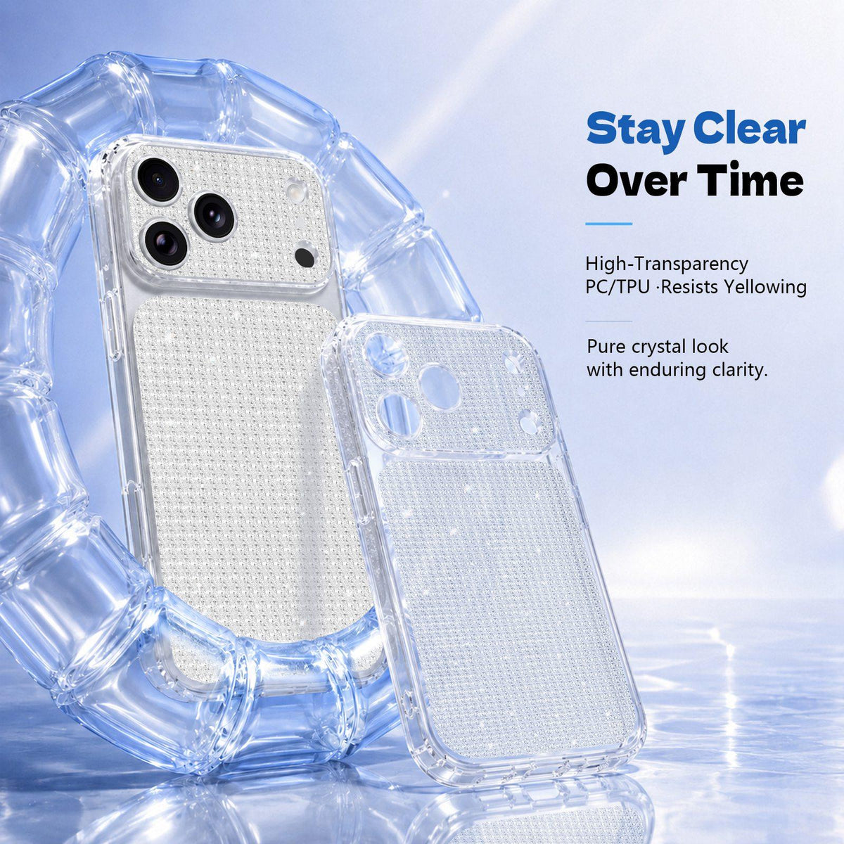 Compatible with iPhone 18 Pro Max Sparkling Diamond Glitter Airbag Phone Case - White