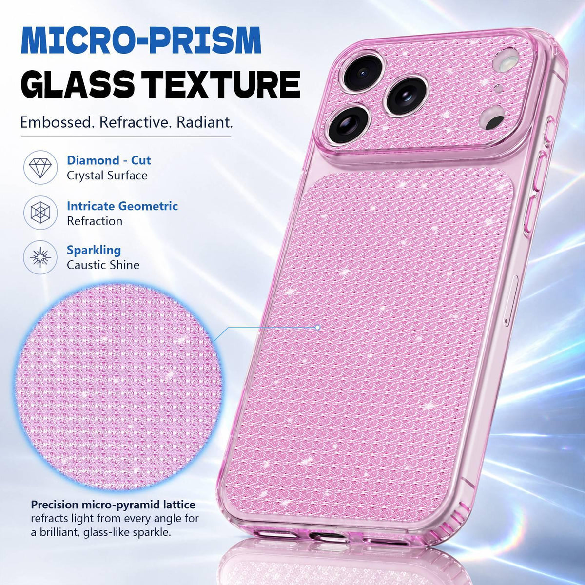 Compatible with iPhone 18 Pro Max Sparkling Diamond Glitter Airbag Phone Case - Pink