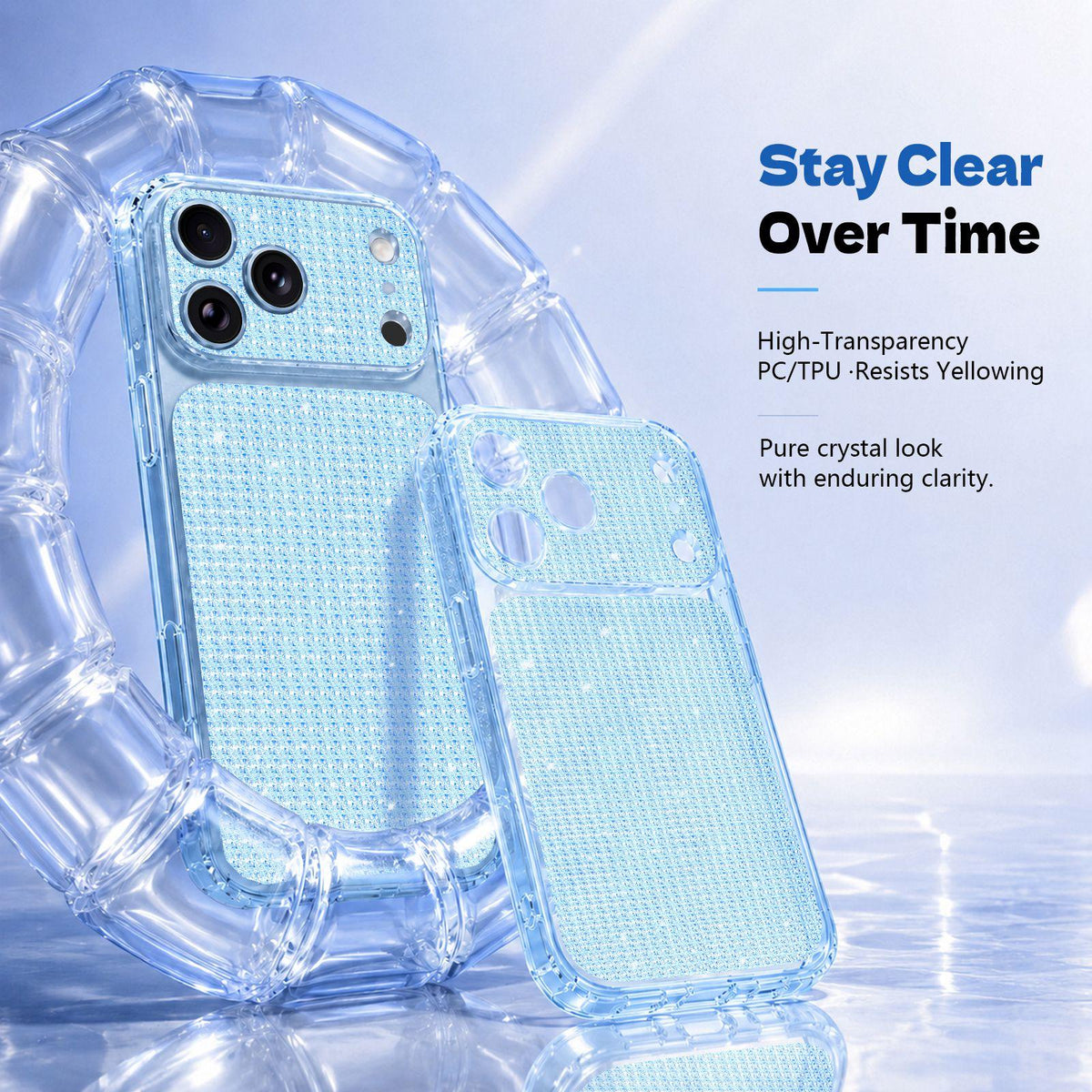 Compatible with iPhone 18 Pro Max Sparkling Diamond Glitter Airbag Phone Case - Blue