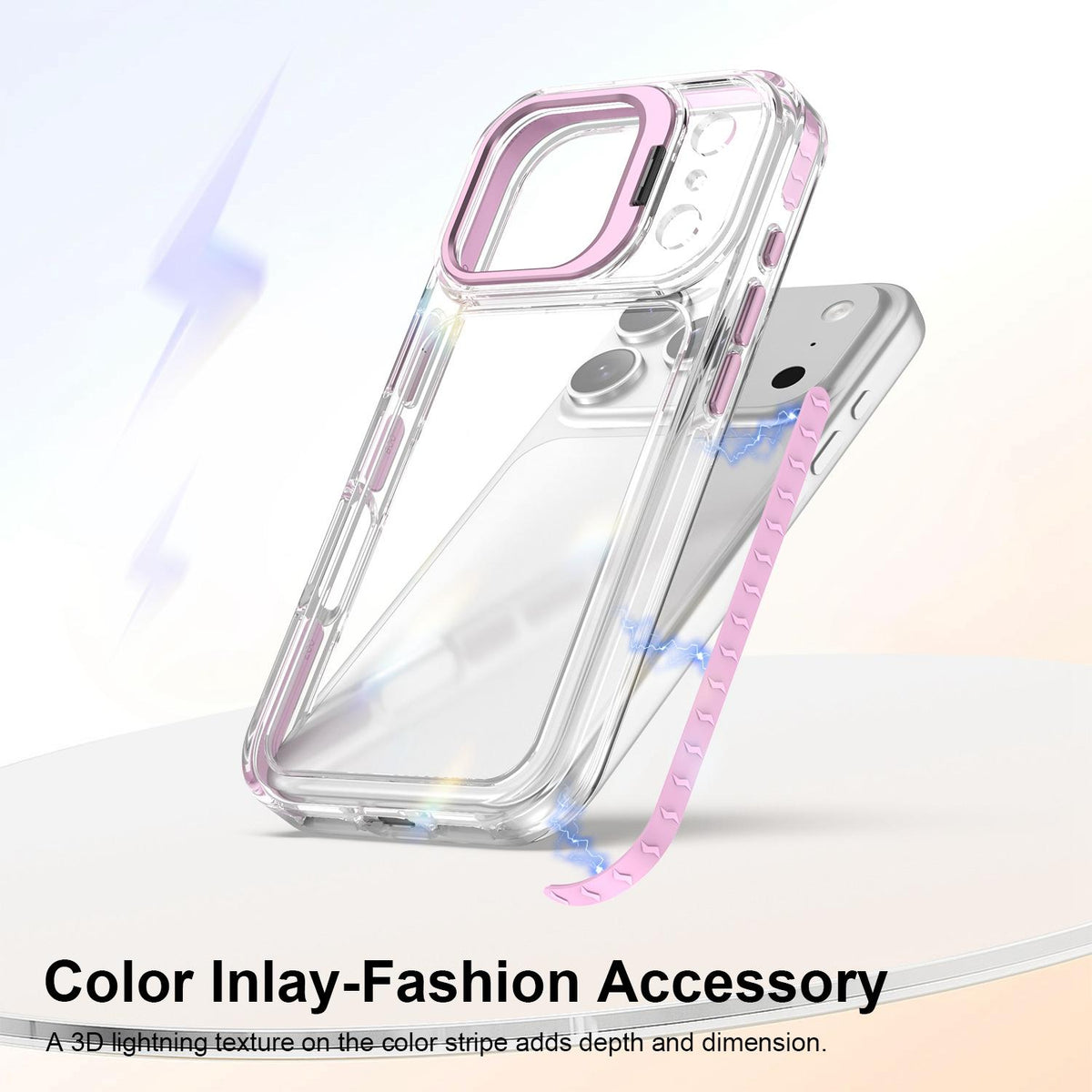 Compatible with iPhone 18 Pro Lens Frame Holder Acrylic TPU Phone Case - Clear Pink