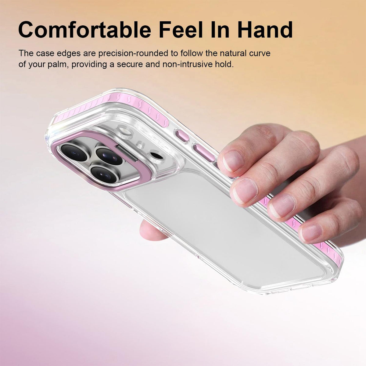 Compatible with iPhone 18 Pro Lens Frame Holder Acrylic TPU Phone Case - Clear Pink