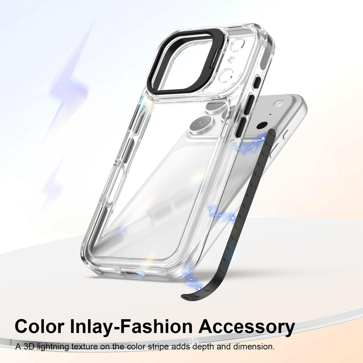 Compatible with iPhone 18 Pro Lens Frame Holder Acrylic TPU Phone Case - Clear Black