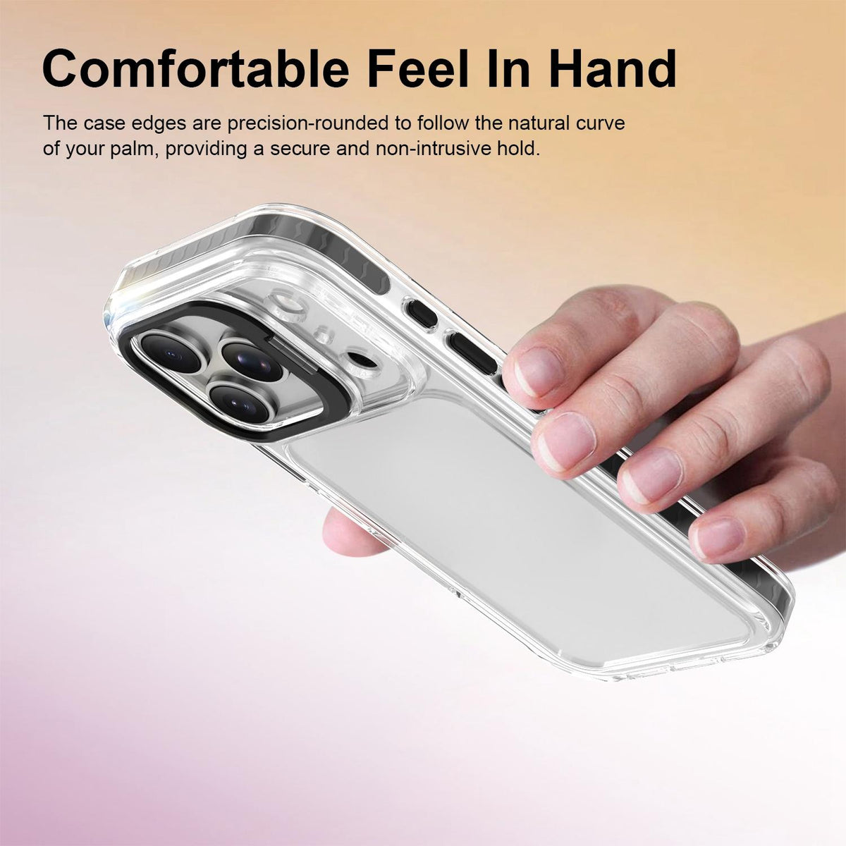 Compatible with iPhone 18 Pro Lens Frame Holder Acrylic TPU Phone Case - Clear Black