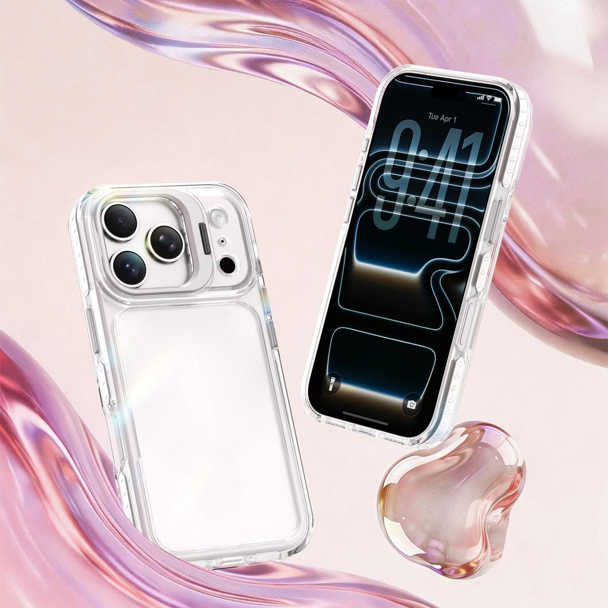 Compatible with iPhone 18 Pro Lens Frame Holder Acrylic TPU Phone Case - Transparent