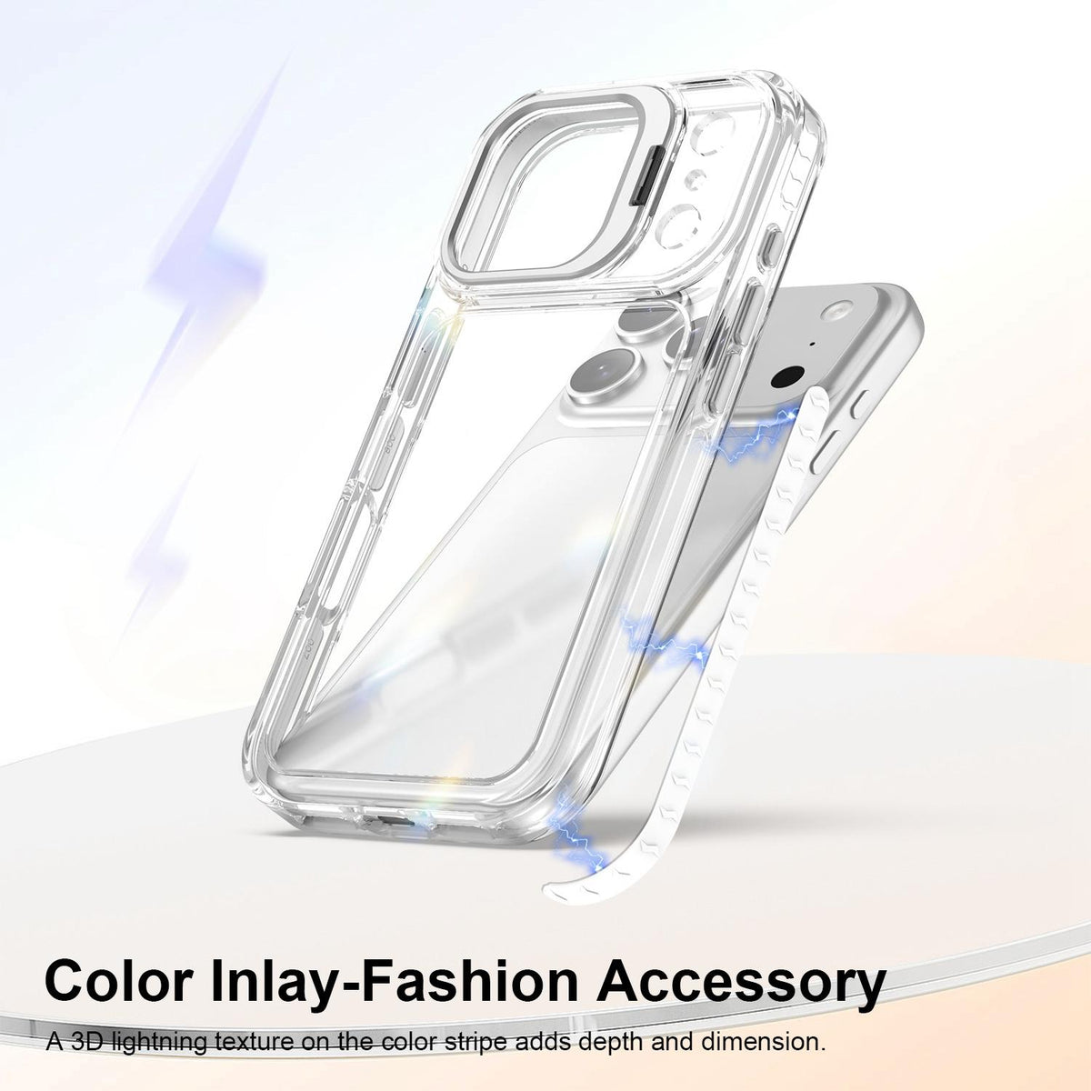 Compatible with iPhone 18 Pro Lens Frame Holder Acrylic TPU Phone Case - Transparent