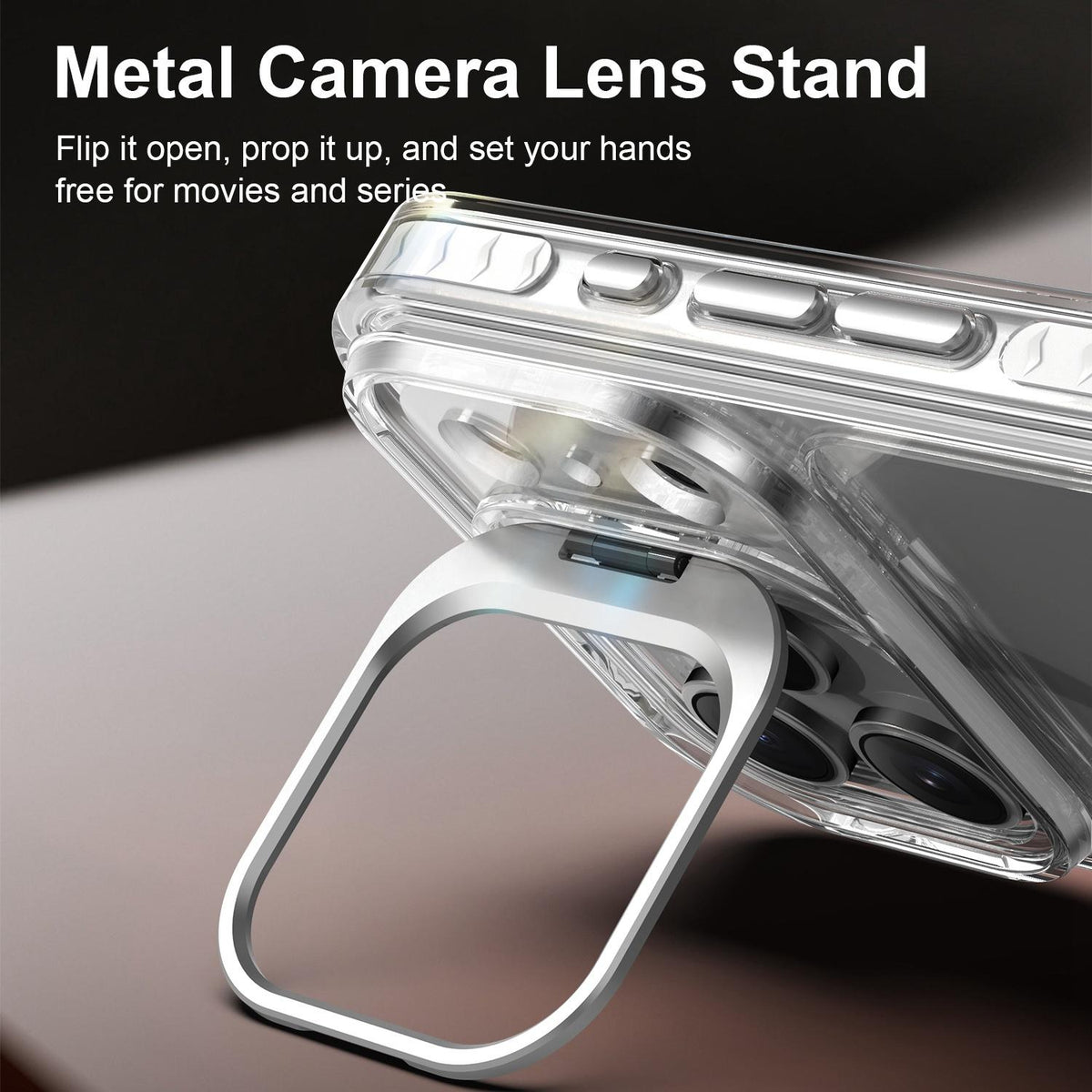Compatible with iPhone 18 Pro Lens Frame Holder Acrylic TPU Phone Case - Transparent