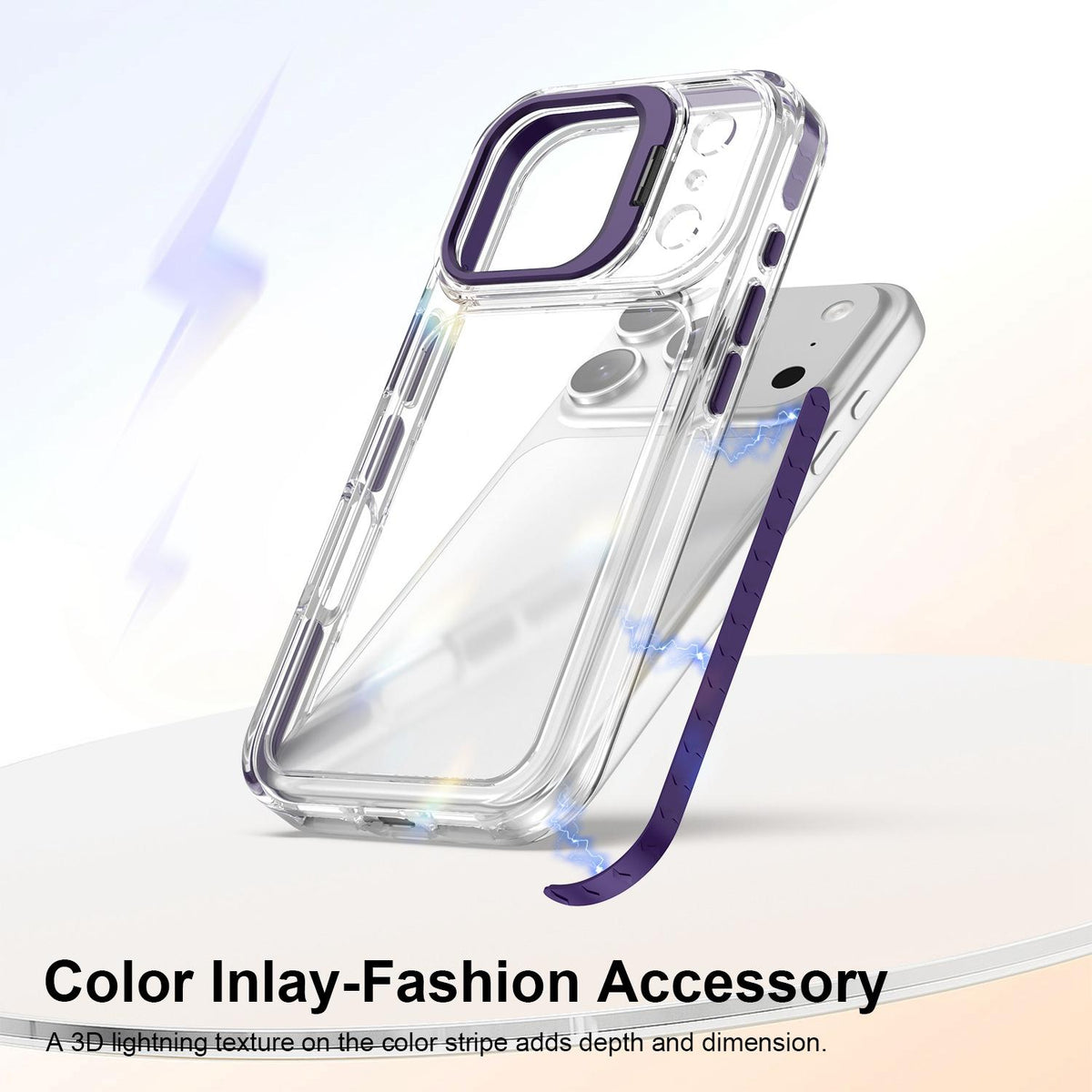 Compatible with iPhone 18 Pro Lens Frame Holder Acrylic TPU Phone Case - Clear Purple