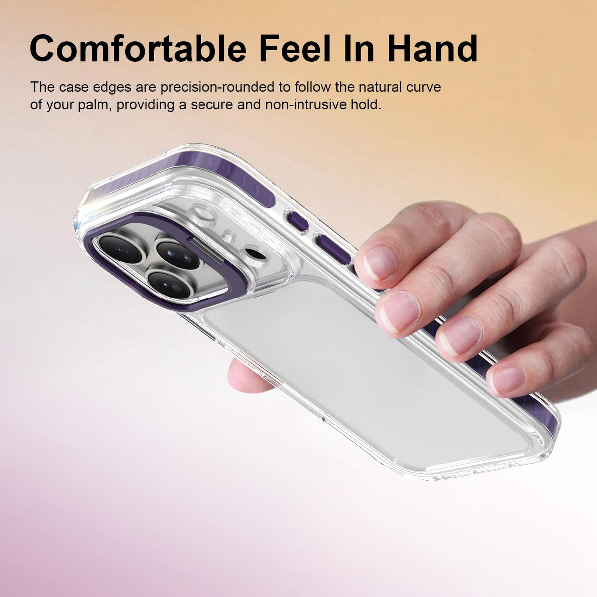 Compatible with iPhone 18 Pro Lens Frame Holder Acrylic TPU Phone Case - Clear Purple