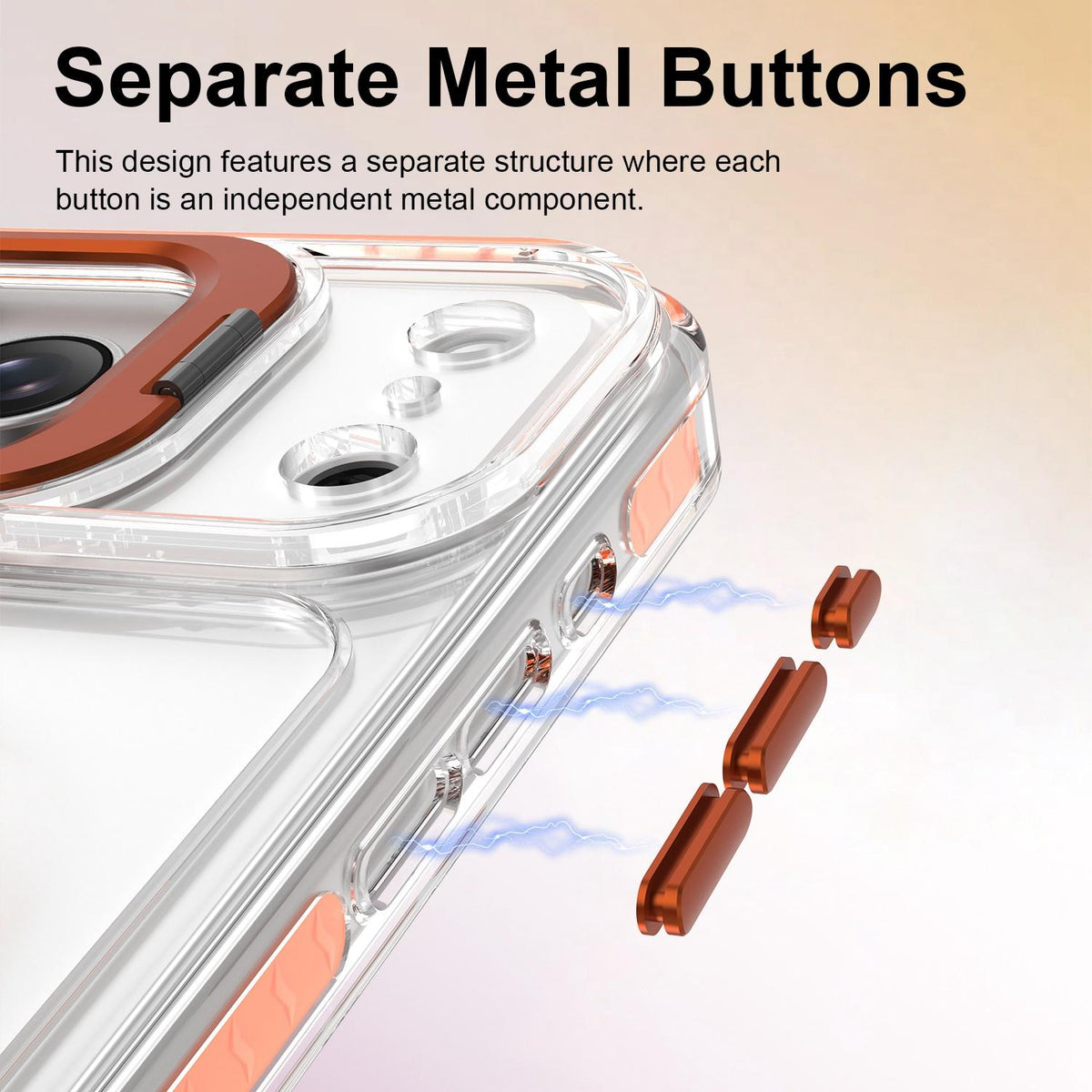 Compatible with iPhone 18 Pro Max Lens Frame Holder Acrylic TPU Phone Case - Clear Orange