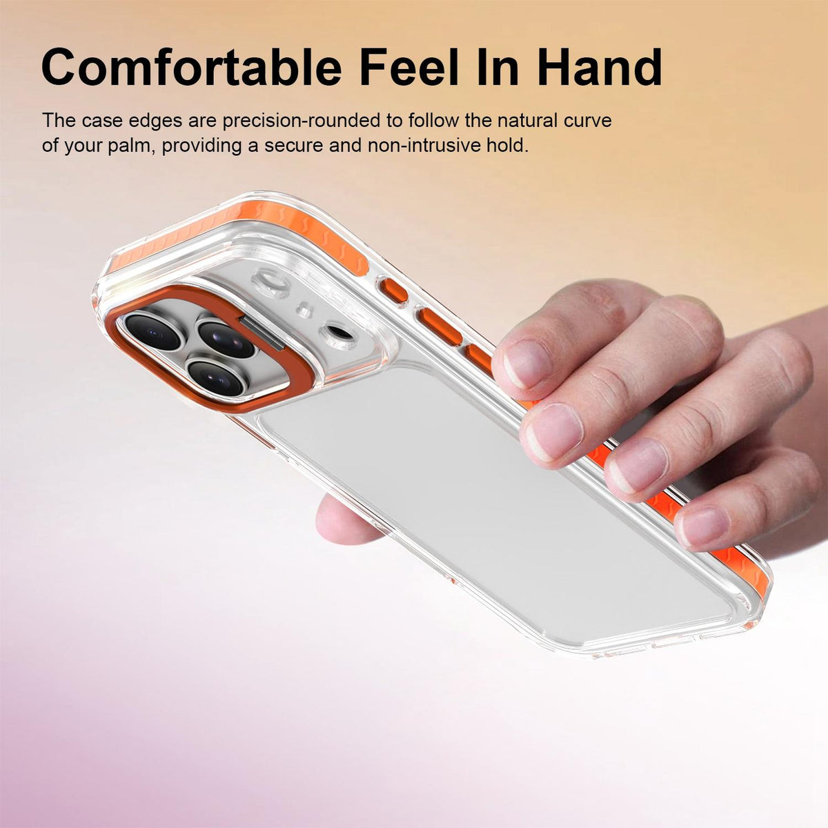Compatible with iPhone 18 Pro Max Lens Frame Holder Acrylic TPU Phone Case - Clear Orange
