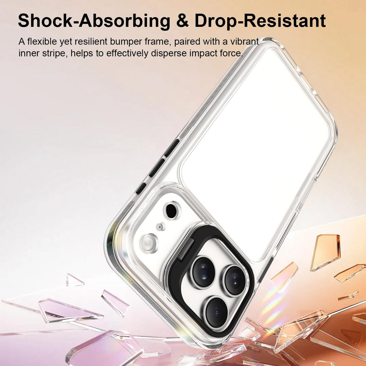 Compatible with iPhone 18 Pro Max Lens Frame Holder Acrylic TPU Phone Case - Clear Black