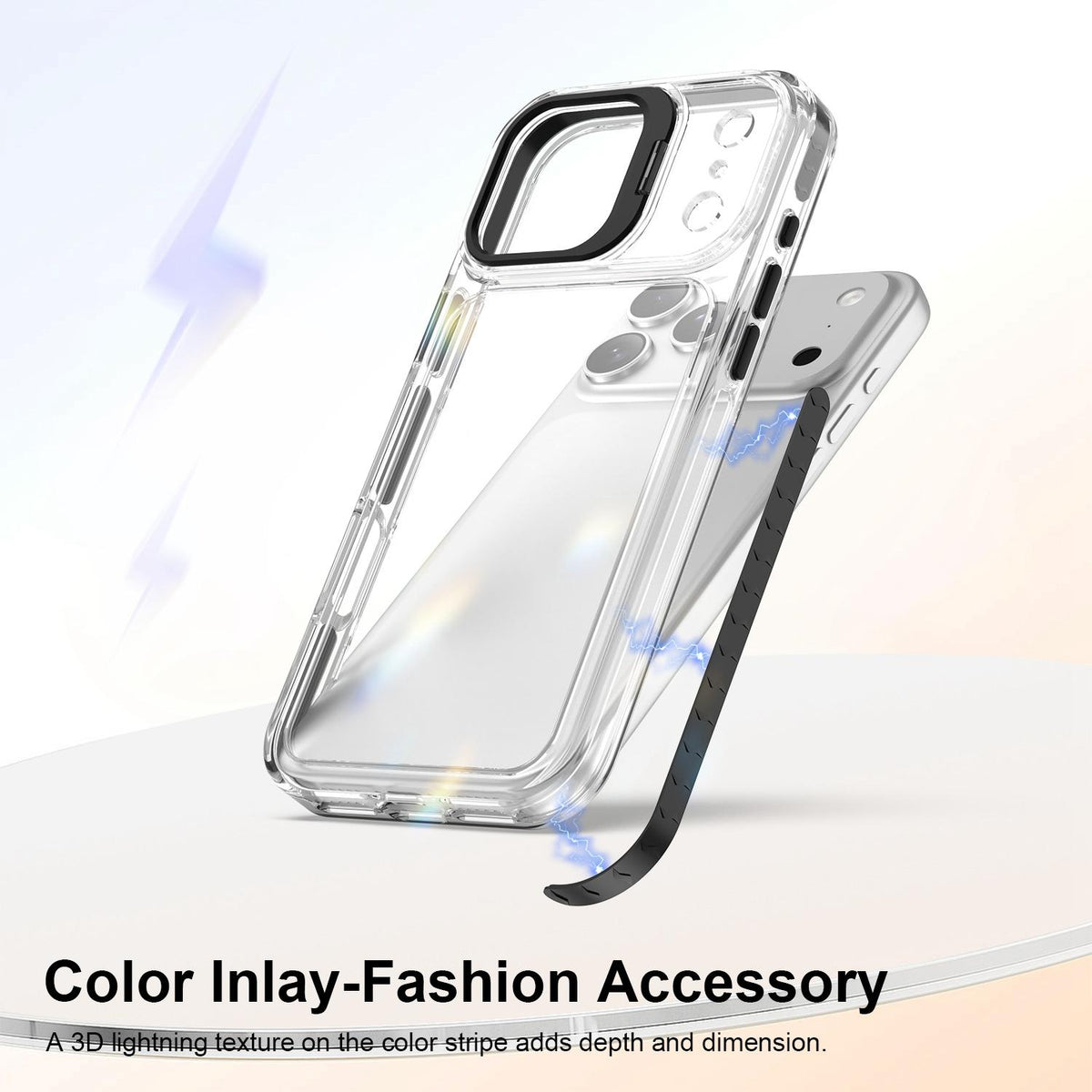 Compatible with iPhone 18 Pro Max Lens Frame Holder Acrylic TPU Phone Case - Clear Black