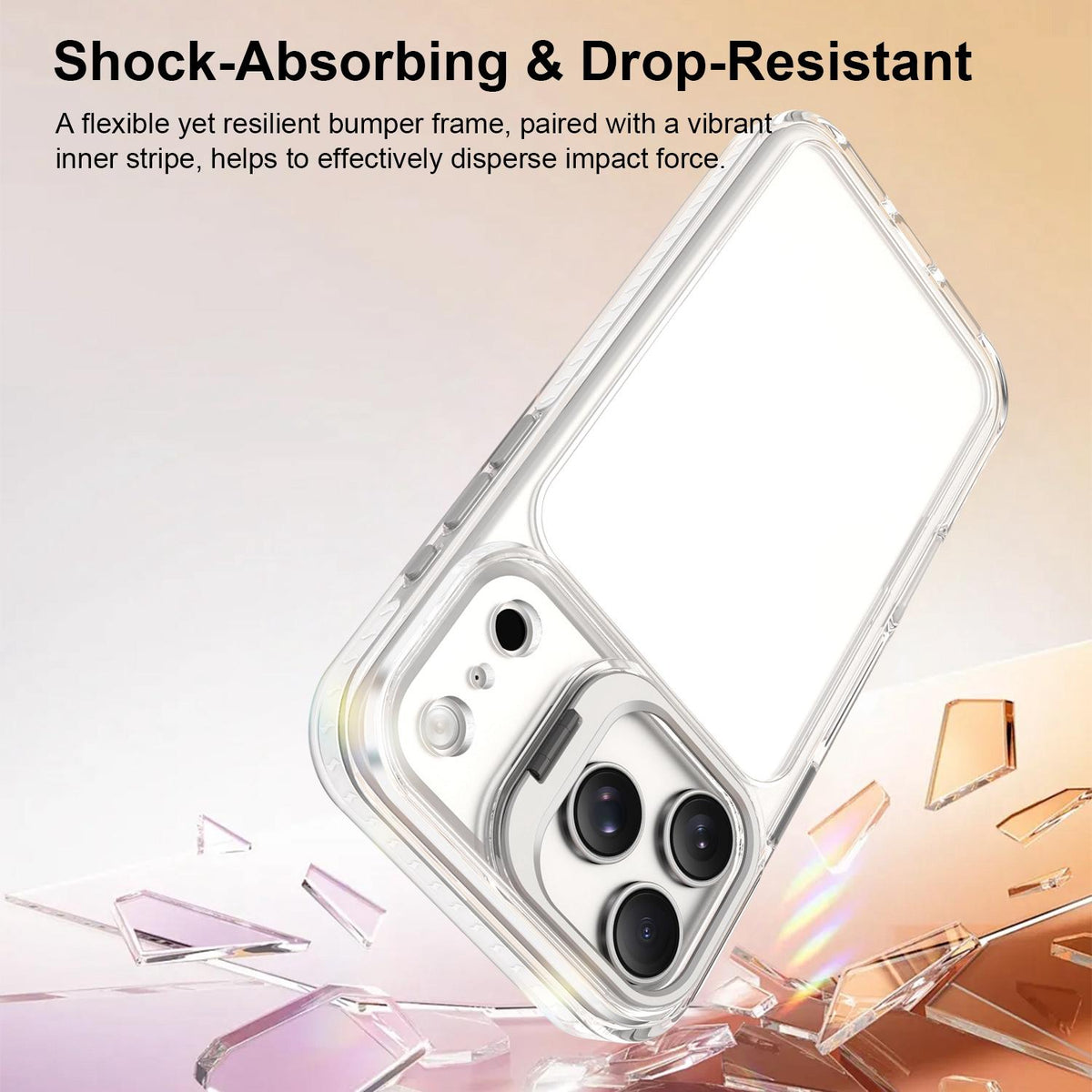 Compatible with iPhone 18 Pro Max Lens Frame Holder Acrylic TPU Phone Case - Transparent