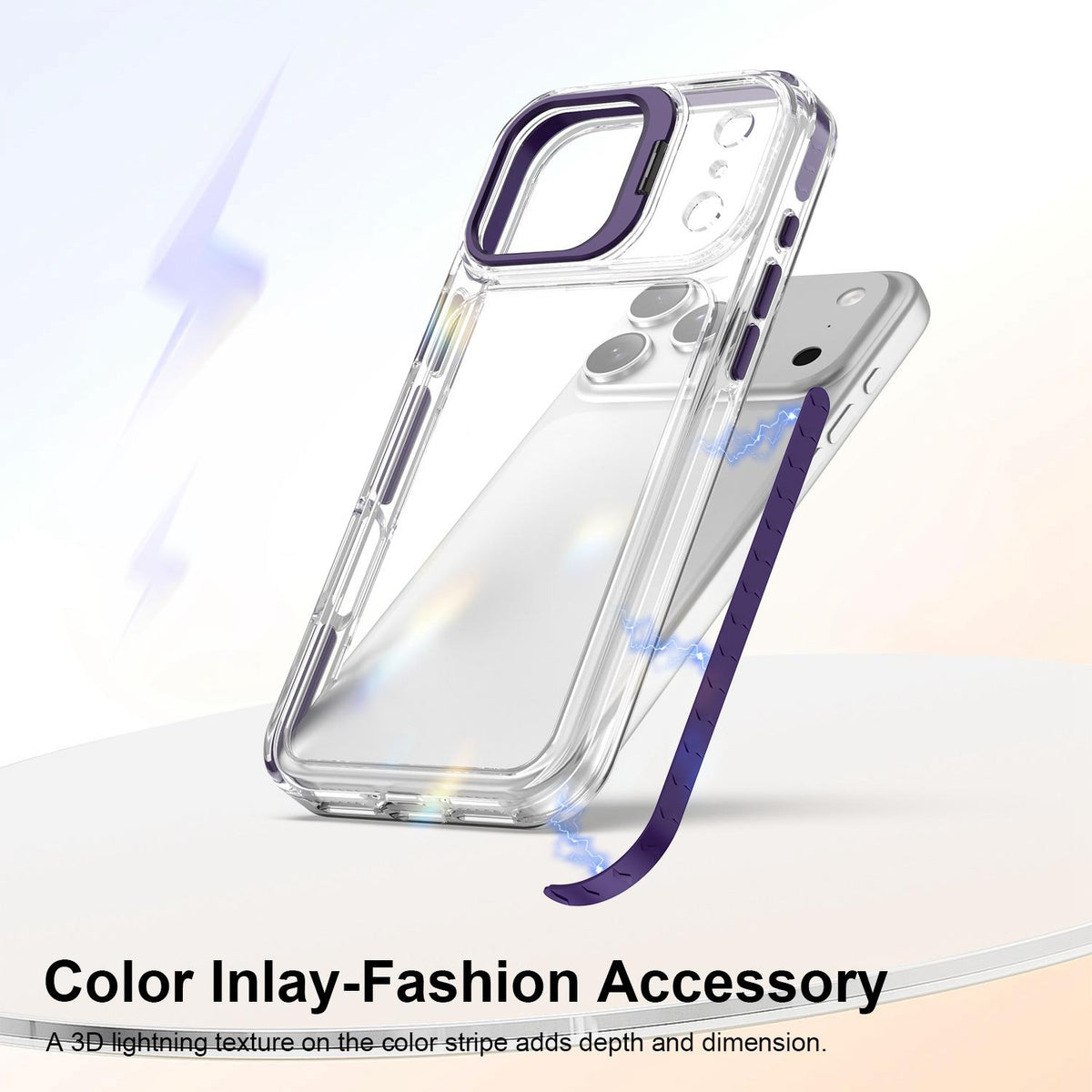 Compatible with iPhone 18 Pro Max Lens Frame Holder Acrylic TPU Phone Case - Clear Purple