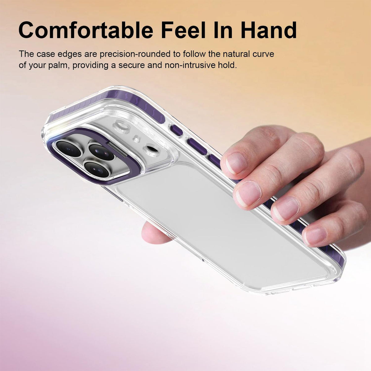 Compatible with iPhone 18 Pro Max Lens Frame Holder Acrylic TPU Phone Case - Clear Purple