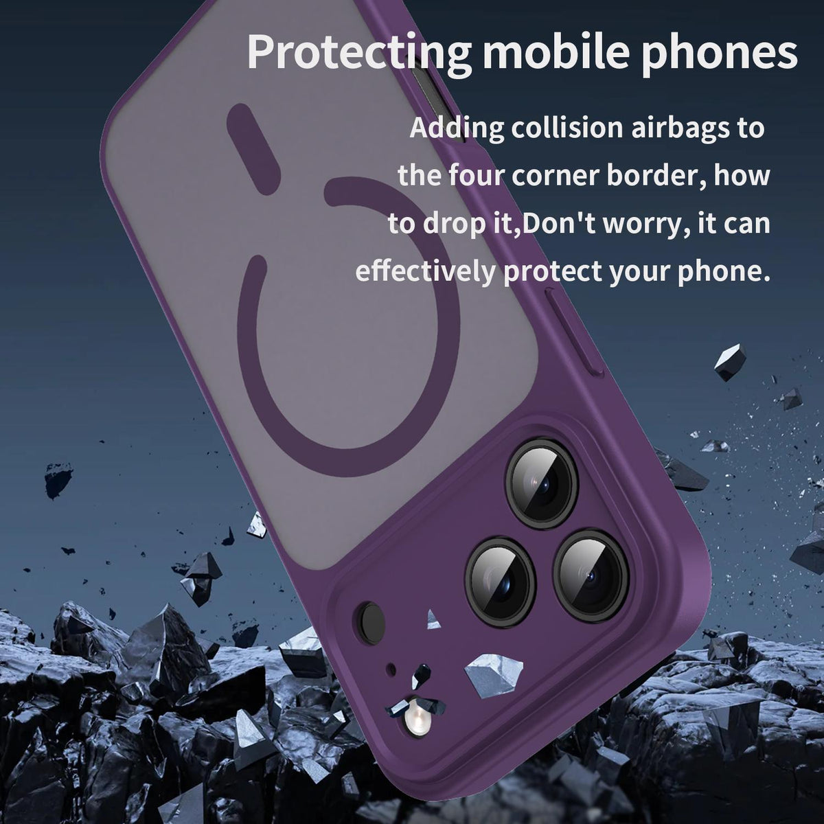 Compatible with iPhone 18 Pro Max Fanying Series Precision Camera Hole PC Dual-Layer TPU Translucent Frosted Magnetic Phone Case - Crystal Purple