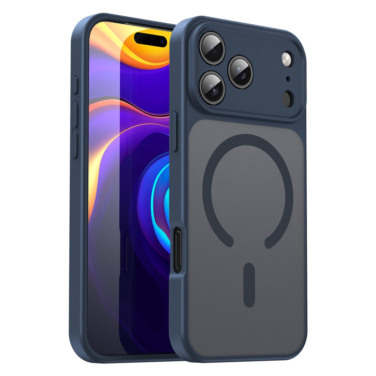 Compatible with iPhone 18 Pro Max Fanying Series Precision Camera Hole PC Dual-Layer TPU Translucent Frosted Magnetic Phone Case - Cyan Blue