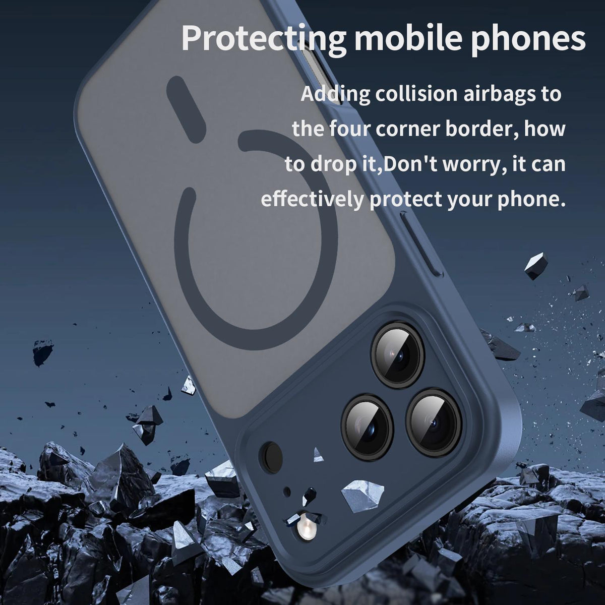 Compatible with iPhone 18 Pro Max Fanying Series Precision Camera Hole PC Dual-Layer TPU Translucent Frosted Magnetic Phone Case - Cyan Blue