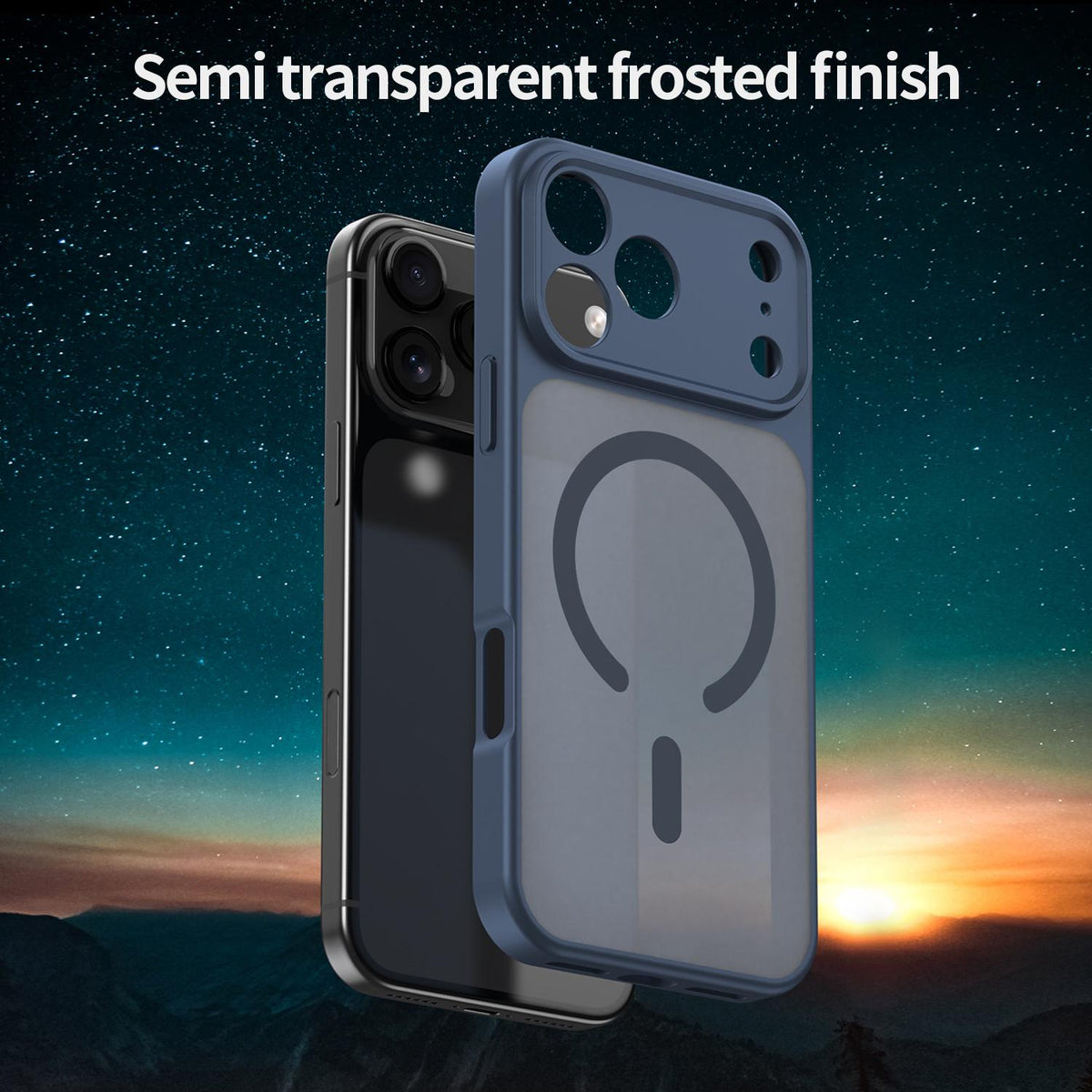 Compatible with iPhone 18 Pro Max Fanying Series Precision Camera Hole PC Dual-Layer TPU Translucent Frosted Magnetic Phone Case - Cyan Blue