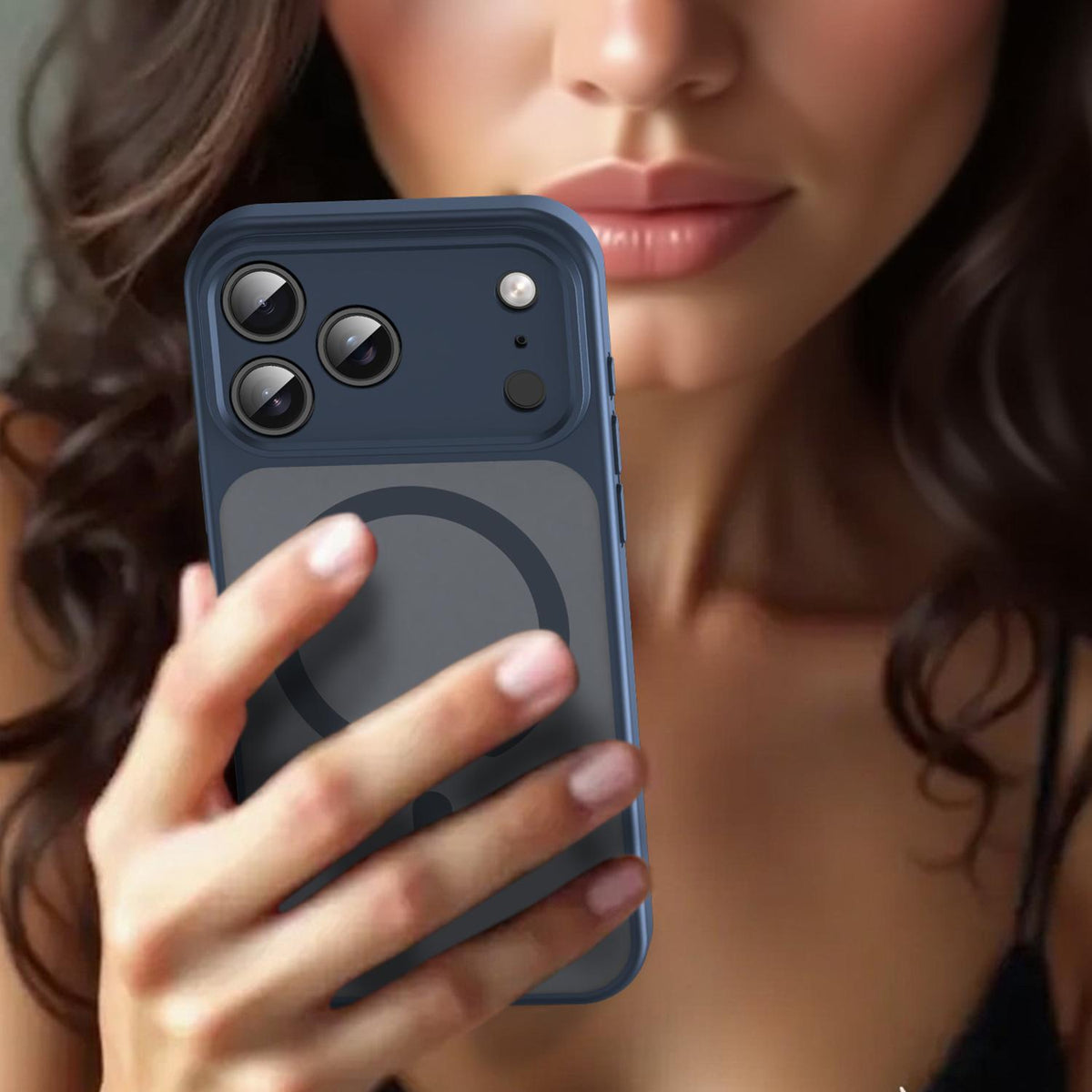 Compatible with iPhone 18 Pro Max Fanying Series Precision Camera Hole PC Dual-Layer TPU Translucent Frosted Magnetic Phone Case - Cyan Blue