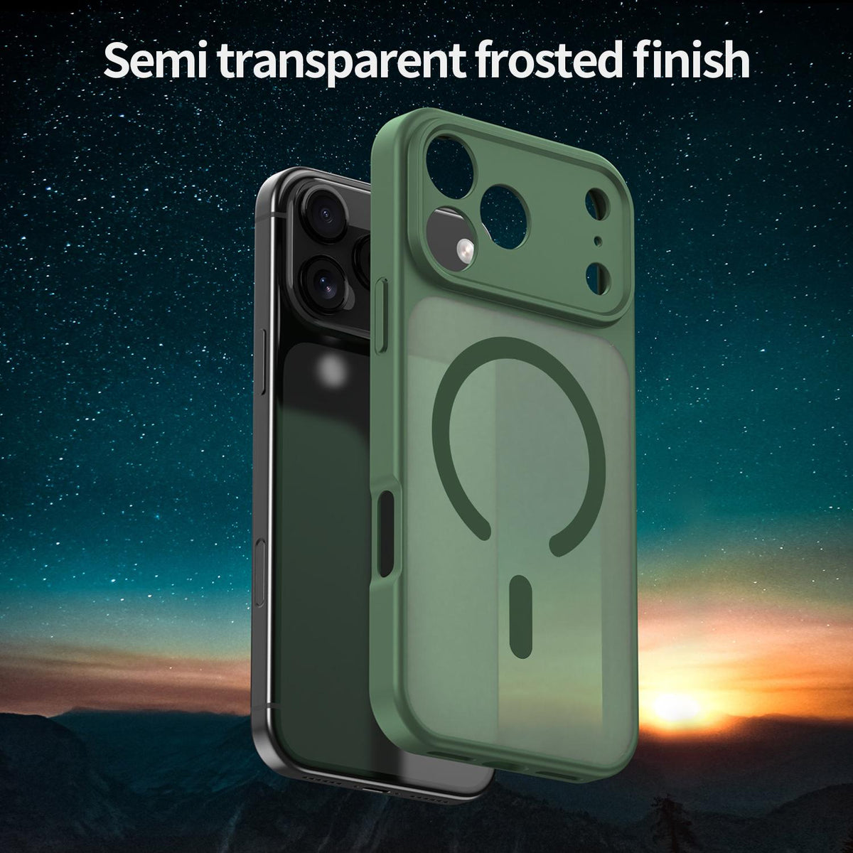 Compatible with iPhone 18 Pro Max Fanying Series Precision Camera Hole PC Dual-Layer TPU Translucent Frosted Magnetic Phone Case - Olive Green