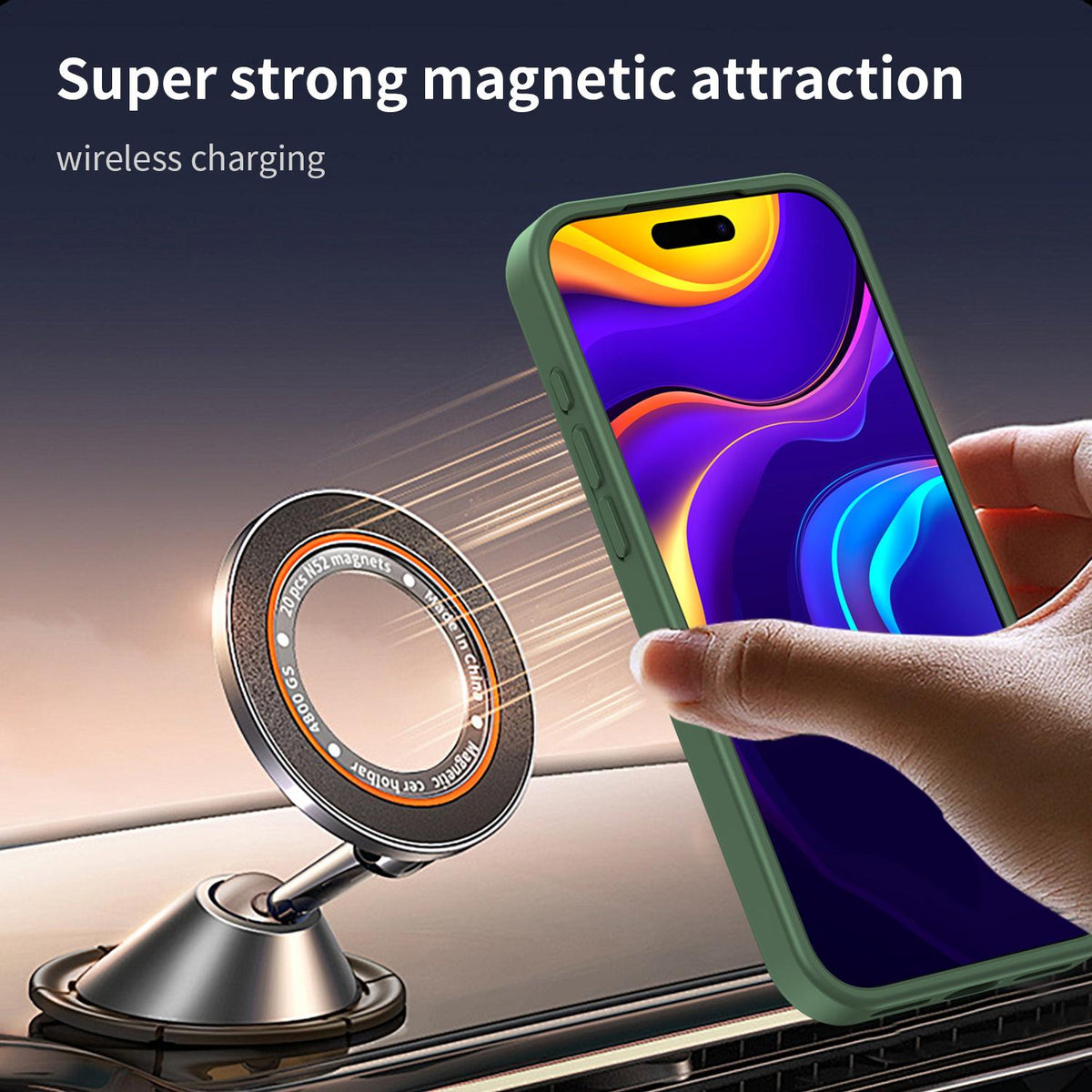 Compatible with iPhone 18 Pro Max Fanying Series Precision Camera Hole PC Dual-Layer TPU Translucent Frosted Magnetic Phone Case - Olive Green