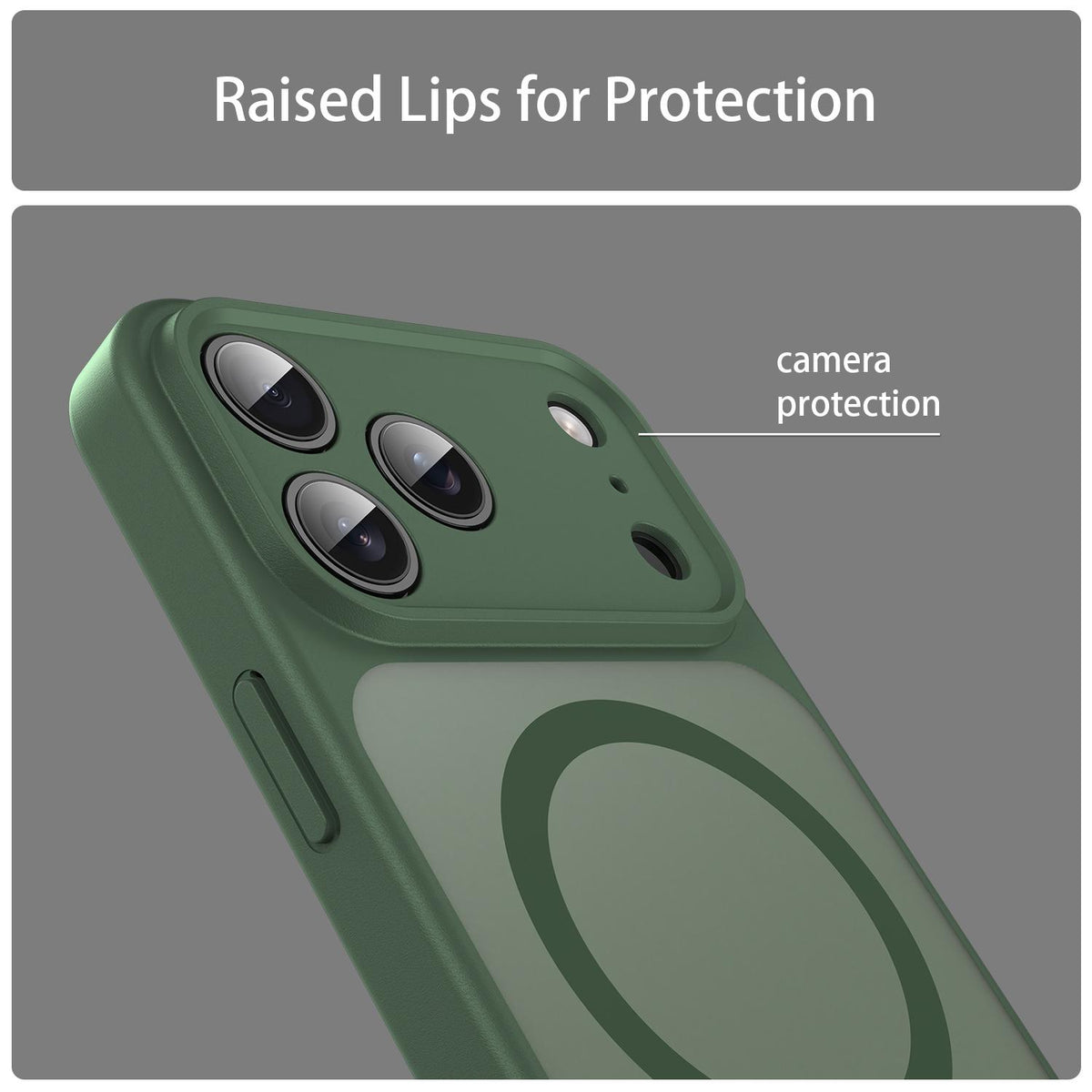 Compatible with iPhone 18 Pro Max Fanying Series Precision Camera Hole PC Dual-Layer TPU Translucent Frosted Magnetic Phone Case - Olive Green