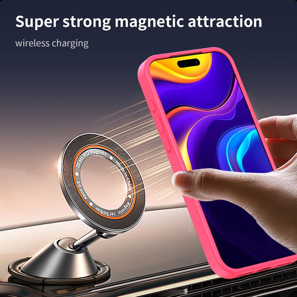 Compatible with iPhone 18 Pro Max Fanying Series Precision Camera Hole PC Dual-Layer TPU Translucent Frosted Magnetic Phone Case - Rose Red